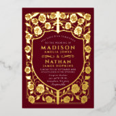 Invitation En Aluminium Mariage médiéval Red Sword Shield (Recto)
