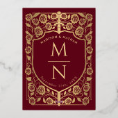 Invitation En Aluminium Mariage médiéval Red Sword Shield (Verso)