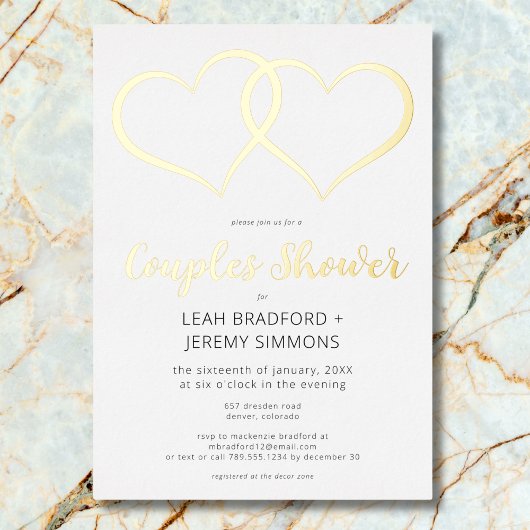 Invitation En Aluminium Mariage minimal Deux Cœurs Noir Blanc Couple
