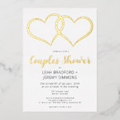 Invitation En Aluminium Mariage minimal Deux Cœurs Noir Blanc Couple (Recto)