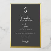 Invitation En Aluminium Mariage minimal moderne noir (Recto)