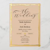 Invitation En Aluminium Mariage minimal or Peach (Recto)