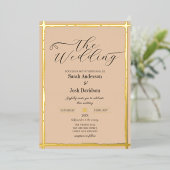 Invitation En Aluminium Mariage minimal or Peach (Debout devant)