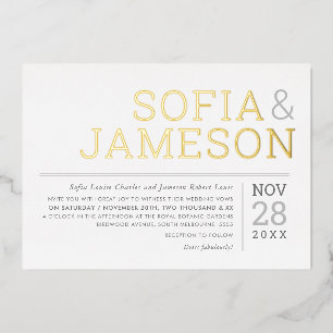 Invitation En Aluminium MARIAGE MINIMAL simple type moderne gris pâle