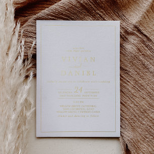 Invitation En Aluminium Mariage minimaliste à date stylisée avec feuille d