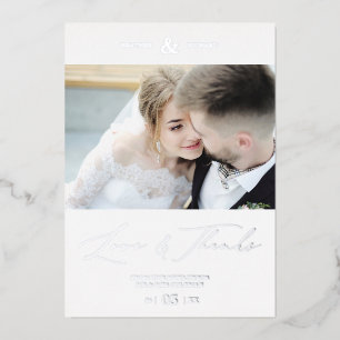 Invitation En Aluminium Mariage Minimaliste Amour & Merci Photo personnali