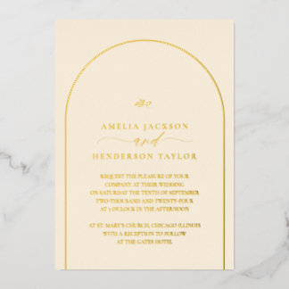 Invitation En Aluminium Mariage minimaliste bohème à la crème avec arche