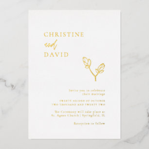 Invitation En Aluminium Mariage minimaliste Boho feuille d'or