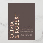Invitation En Aluminium Mariage minimaliste Brown moderne (Recto)