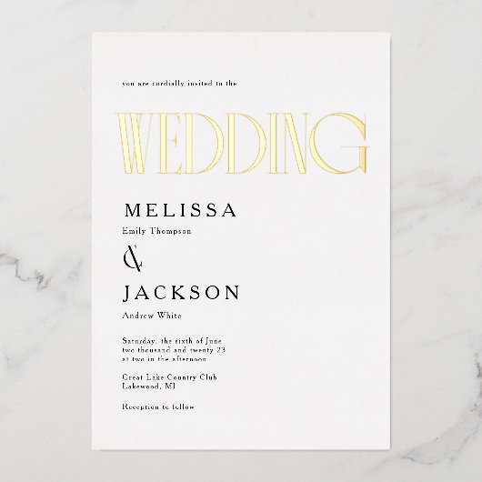 Invitation En Aluminium Mariage minimaliste chic (Recto)