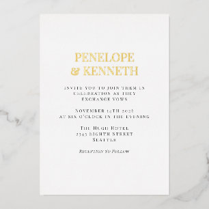 Invitation En Aluminium Mariage Minimaliste Classique Élégant Noir Blanc O