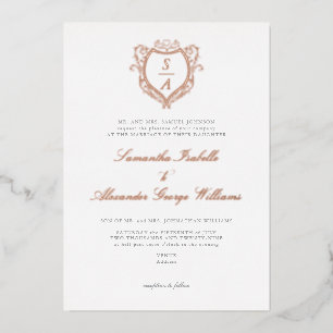 Invitation En Aluminium Mariage minimaliste de monogramme antique vintage