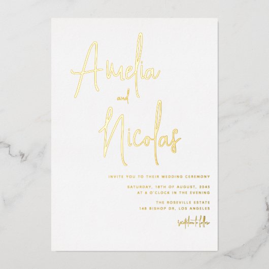 Invitation En Aluminium Mariage minimaliste de script manuscrit (Recto)