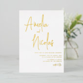 Invitation En Aluminium Mariage minimaliste de script manuscrit (Debout devant)