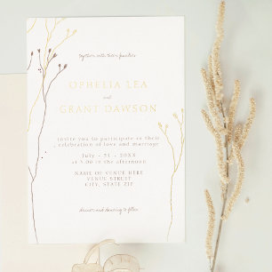 Invitation En Aluminium Mariage minimaliste d'herbe sauvage