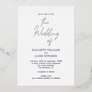 Invitation En Aluminium Mariage minimaliste écriture simple tout en un