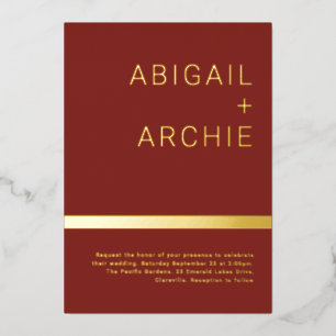 Invitation En Aluminium Mariage minimaliste en terre cuite et or moderne