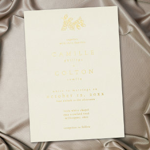 Invitation En Aluminium Mariage Minimaliste Feuille de Chêne Automne Crème