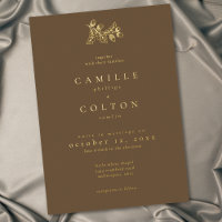 Mariage Minimaliste Feuille de Chêne Marron Cocoa