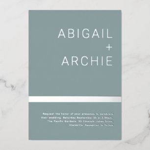 Invitation En Aluminium Mariage minimaliste moderne avec feuille d'argent