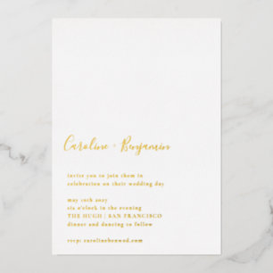 Invitation En Aluminium Mariage minimaliste moderne de luxe élégant en or