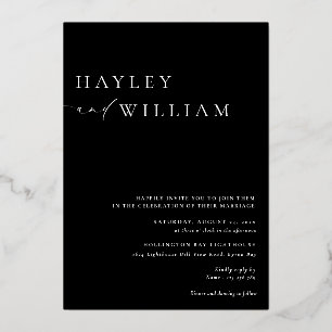 Invitation En Aluminium Mariage minimaliste moderne Ellesmere Black