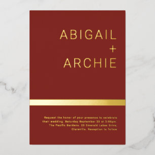 Invitation En Aluminium Mariage minimaliste moderne Terracotta & Or
