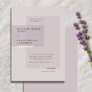 Invitation En Aluminium Mariage minimaliste neutre à l'or rose et lavande