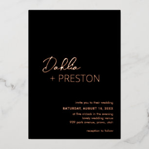 Invitation En Aluminium Mariage minimaliste noir moderne