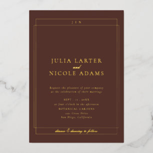 Invitation En Aluminium Mariage minimaliste simple brun ivoire classique