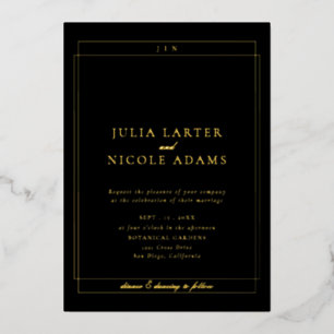 Invitation En Aluminium Mariage minimaliste simple noir ivoire classique
