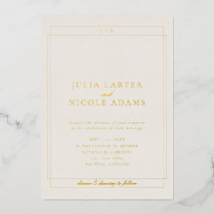 Invitation En Aluminium Mariage minimaliste simple noir ivoire classique