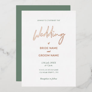 Invitation En Aluminium Mariage minimaliste vert sauge écriture
