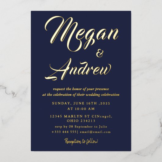 Invitation En Aluminium Mariage moderne (Recto)