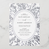 Invitation En Aluminium mariage moderne à fleurs (Recto)