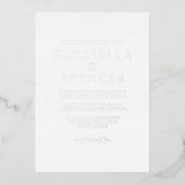 Invitation En Aluminium Mariage Moderne Argent Blanc (Recto)