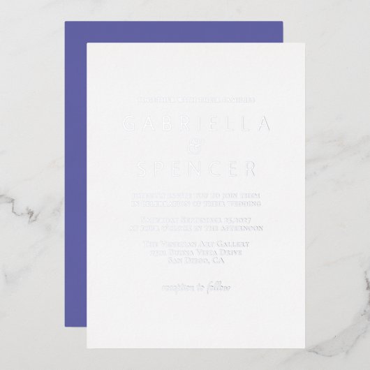 Invitation En Aluminium Mariage Moderne Argent Blanc (Recto/Verso)