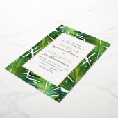Invitation En Aluminium Mariage Moderne aux Feuilles Tropicales Vertes (Rotation)