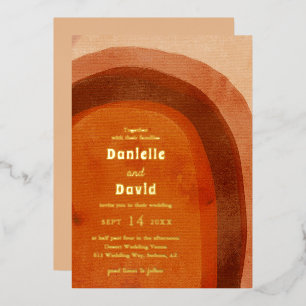 Invitation En Aluminium Mariage Moderne avec Arche Rustique Orange Brûlé