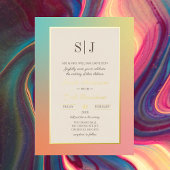 Invitation En Aluminium Mariage Moderne avec Dégradé de Arc-en-Ciel