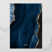 Invitation En Aluminium Mariage Moderne Bleu Nuit Agate Chic Or Script (Verso)