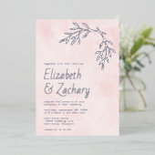 Invitation En Aluminium Mariage moderne Botanique Silver Blush Rose (Debout devant)