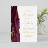 Invitation En Aluminium Mariage moderne Burgundy Red Gold (Debout devant)