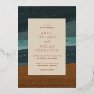 Invitation En Aluminium Mariage Moderne Chic et Abstrait au Bord de la Mer