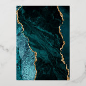 Invitation En Aluminium Mariage moderne Dark Turquoise Gold Agate (Verso)