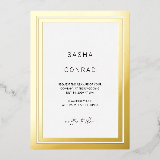 Invitation En Aluminium Mariage moderne de bordure en gras (Recto)