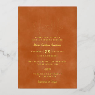 Invitation En Aluminium Mariage moderne de Mlle à Mme Shower Burnt Orange
