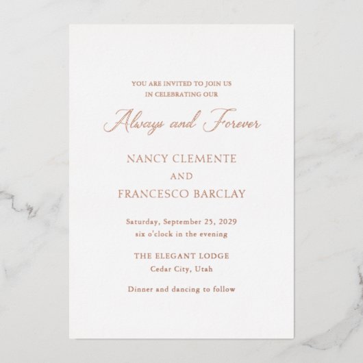 Invitation En Aluminium Mariage Moderne de Nancy (Recto)