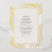 Invitation En Aluminium Mariage Moderne de Plage Côtière & Code QR RSVP Or (Recto)