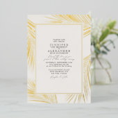 Invitation En Aluminium Mariage Moderne de Plage Côtière & Code QR RSVP Or (Debout devant)